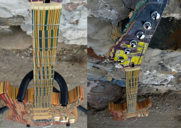 $45, 00 Guitar handcrafted from recycled maple wood skateboard