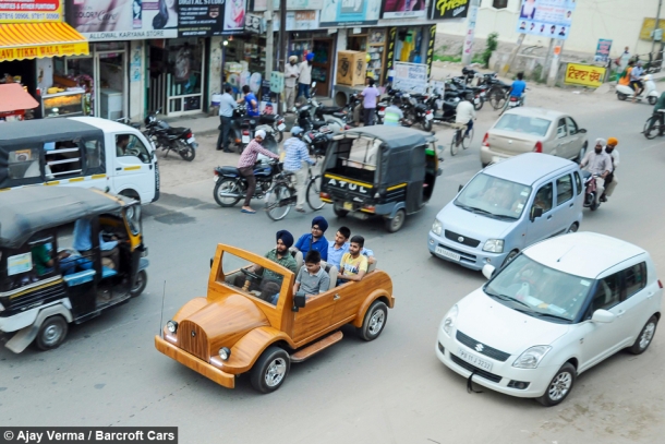 Indian father-son duo creates amazing working wooden car  2