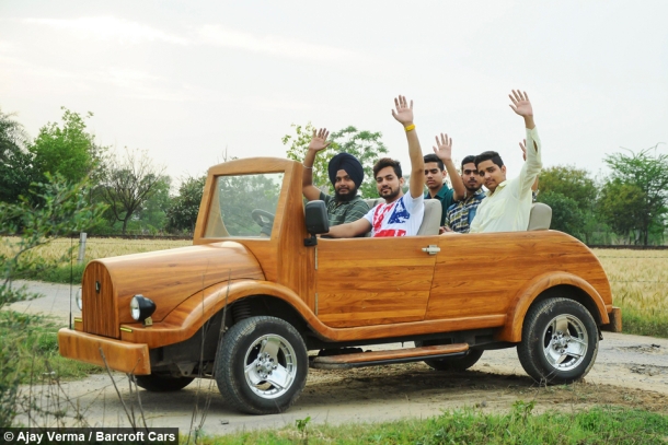 Indian father-son duo creates amazing working wooden car  3