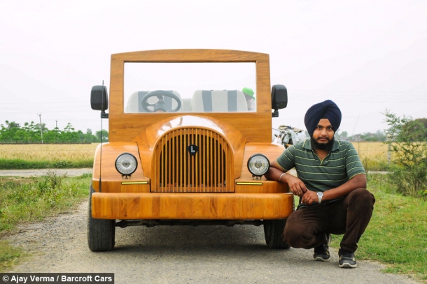 Indian father-son duo creates amazing working wooden car  5