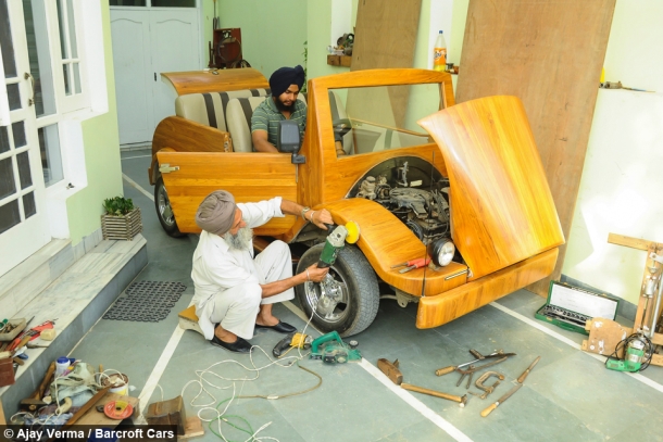 Indian father-son duo creates amazing working wooden car  6