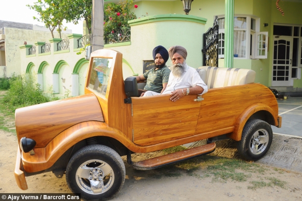 Indian father-son duo creates amazing working wooden car  7