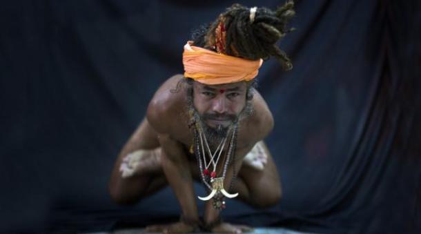 ndia's holy men practising yoga