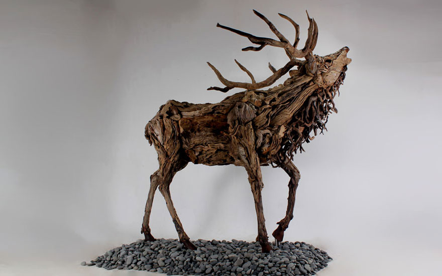 Recycled deer sculpture