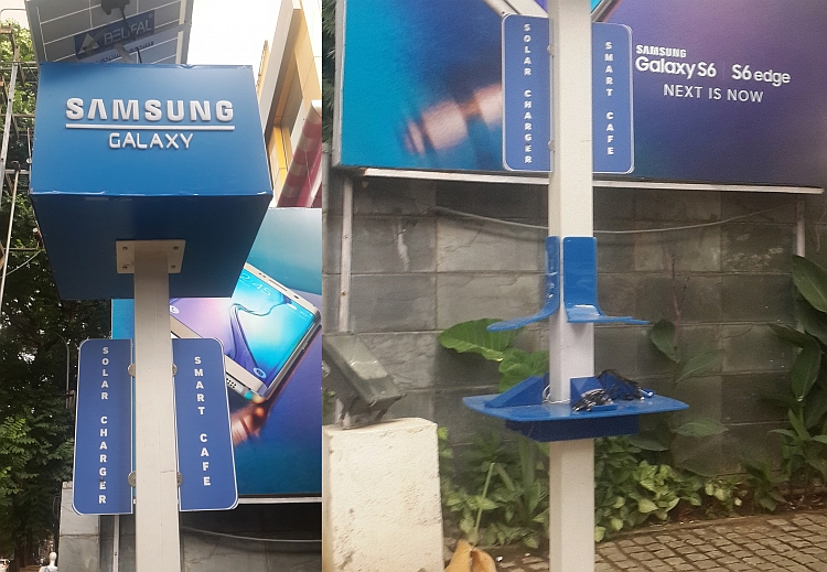 Samsung solar powered mobile charging station in bengluru