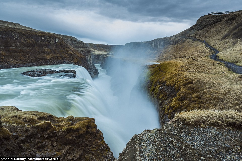 The Gullfoss waterfall  in the canyon of Hvíta river in southwest Iceland