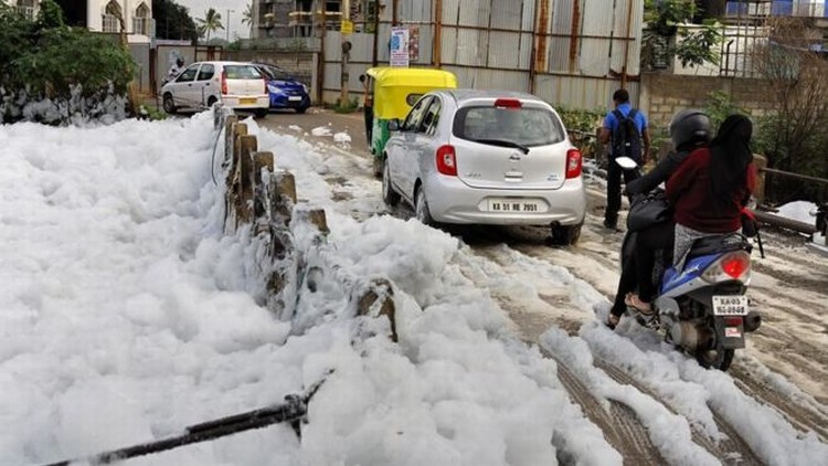 Foam flakes from Bellandur