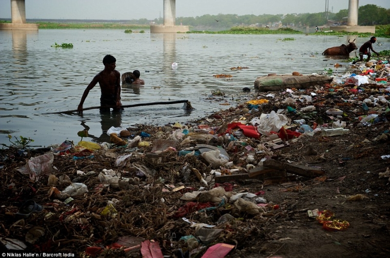 Yamuna river in the Nigambodh Gath area in Old Delhi.