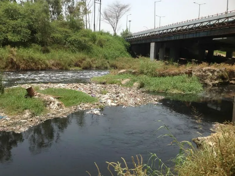 Yamuna river near Okhla bird sanctuary, New Delhi