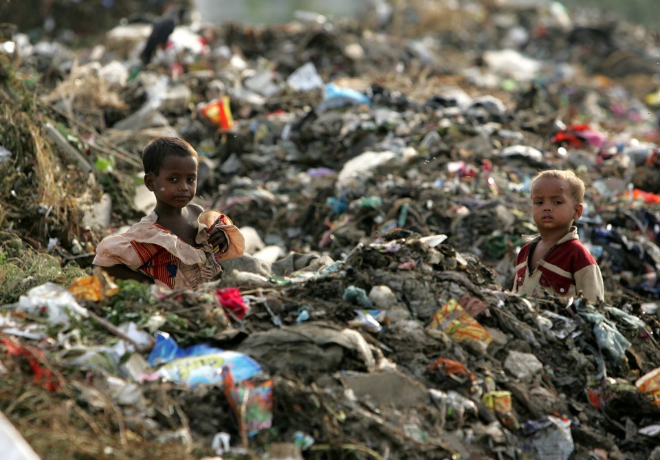 garbage heap outside New Delhi, India