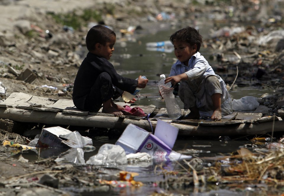 murky puddle in Kabul, Afghanistan