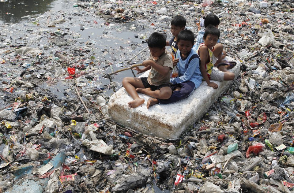 river of garbage in Jakarta, Indonesia