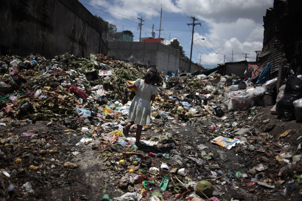 sea of garbage at  La Terminal food market in Guatemala City, Guatemala