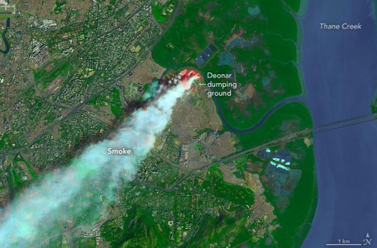 Deonar dump site fire NASA image