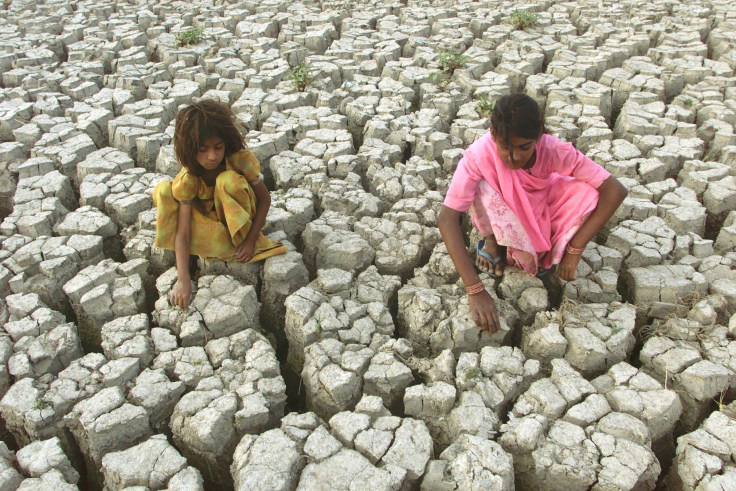 Dried out bed of the Rajsamand lake near Udaipur in Rajasthan.