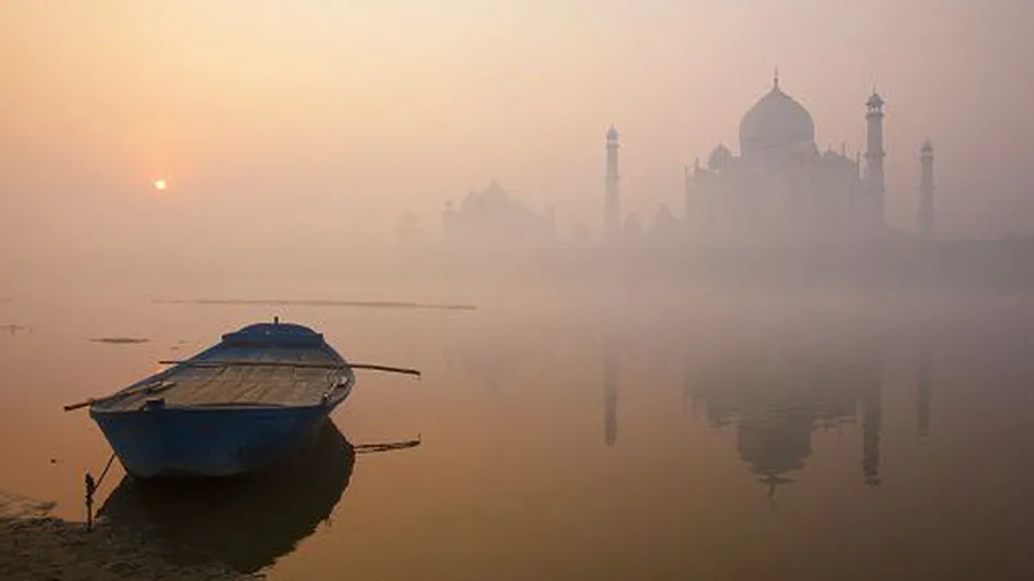 The Yamuna River flowing through the city of Agra, home to the iconic Taj Mahal