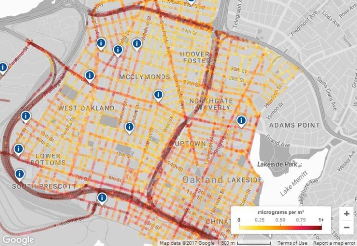 Air pollution map google street view