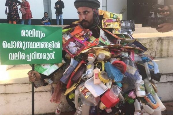 Spreading Awareness on Littering, Man Walks 100 kilometers covered in Plastic Waste