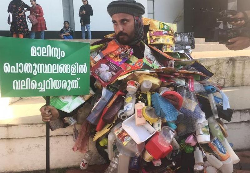 Spreading Awareness on Littering, Man Walks 100 kilometers covered in Plastic Waste