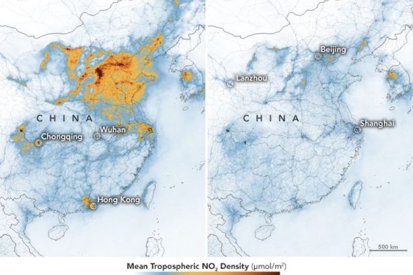NASA Images Reveal Decline in Air Pollution in China Owing to Coronavirus Shutdown