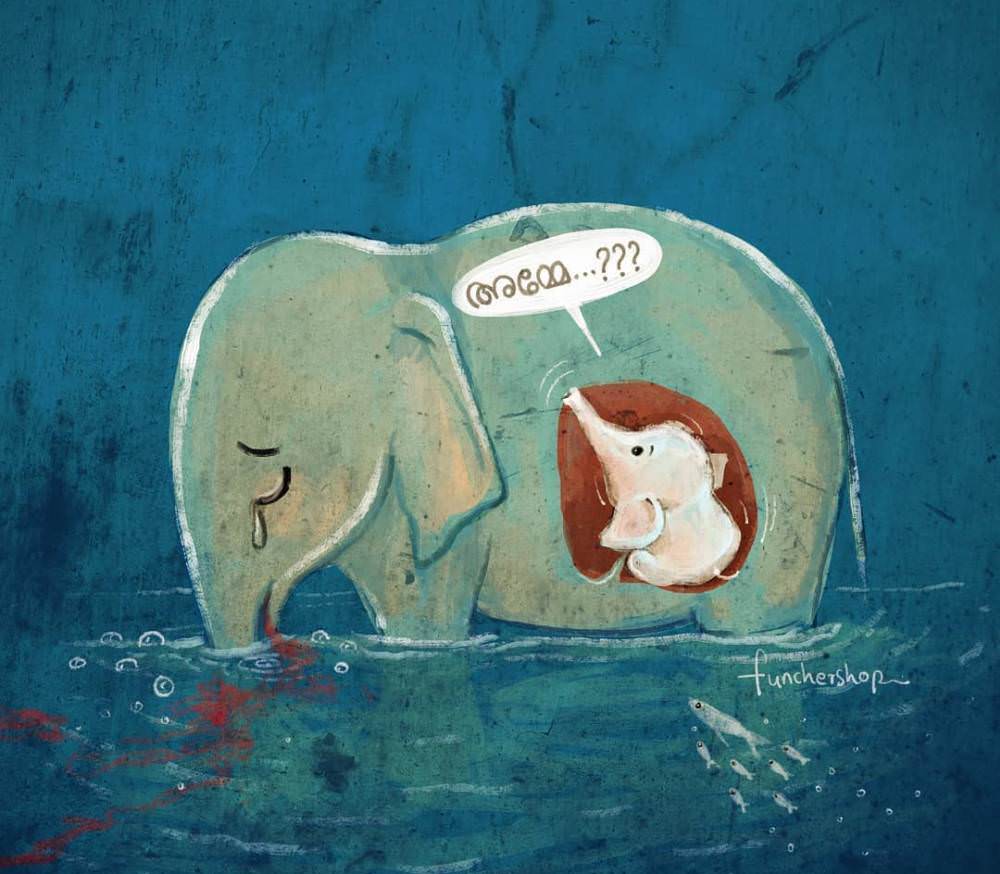 Pregnant Elephant Killed in Kerala - Artwork