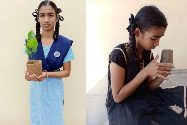 Young Girl Makes Bio-Degradable Planter Pots from Groundnut Shells