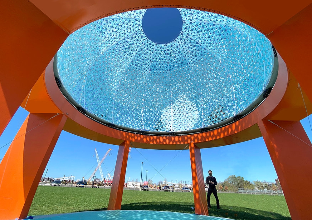 Turntable Dome in New Jersey is made of Discarded Face Masks