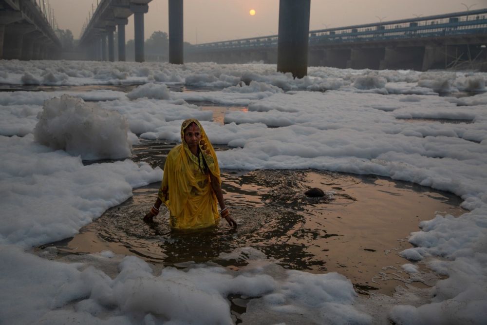 Pictures Explaining Reasons Behind Yamuna’s Foam-Filled Plight