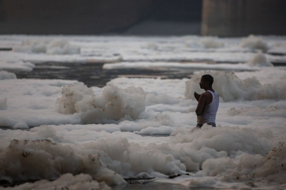 Pictures Explaining Reasons Behind Yamuna’s Foam-Filled Plight