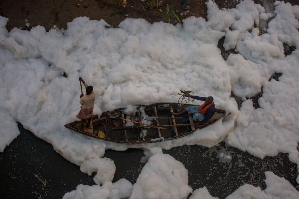 Pictures Explaining Reasons Behind Yamuna’s Foam-Filled Plight