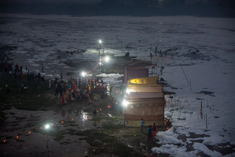 Pictures Explaining Reasons Behind Yamuna’s Foam-Filled Plight