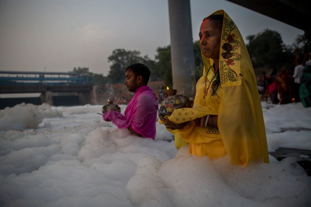 Pictures Explaining Reasons Behind Yamuna’s Foam-Filled Plight