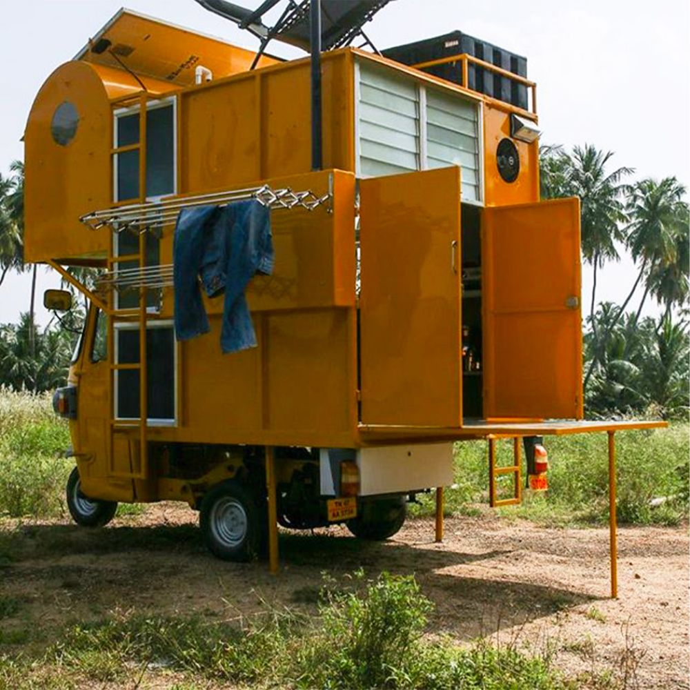 Young Architect Made a Solar-Powered Portable House on Rickshaw's Top 