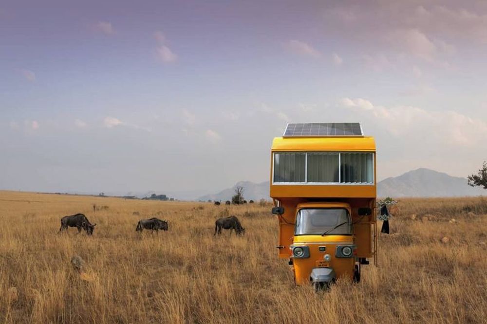 Young Architect Made a Solar-Powered Portable House on Rickshaw's Top