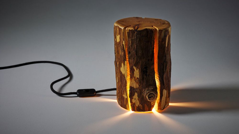 Real Cracked Log Lamp