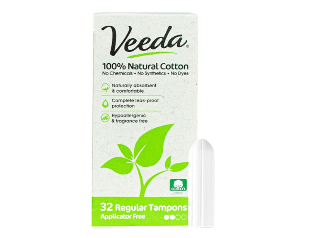 Veeda 100 percent Natural Cotton Applicator-Free Tampons - Best Sustainable Period Products on Amazon
