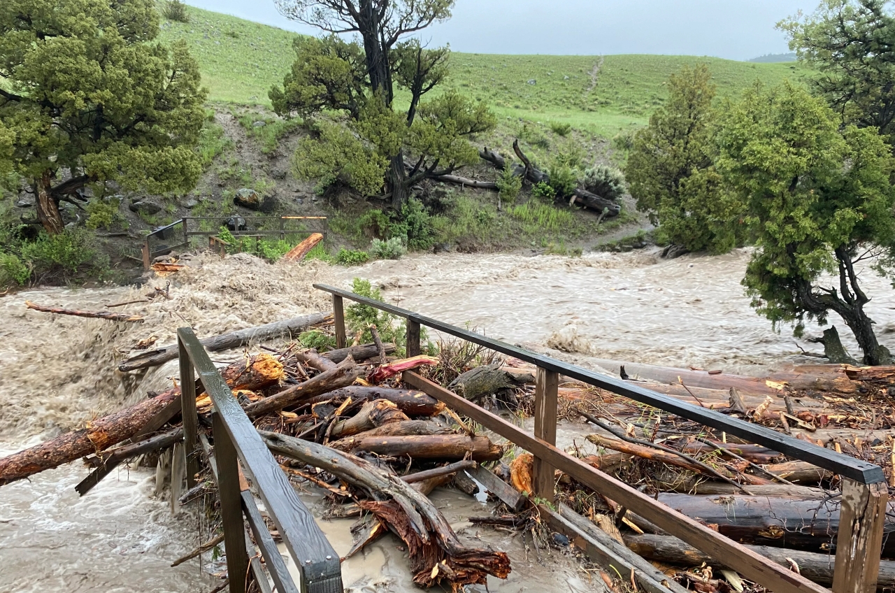 Flooding in Yellowstone National Park due to climate change